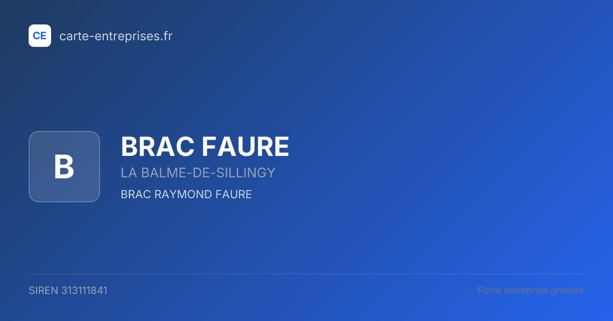 BRAC FAURE — 313111841 — fiche entreprise