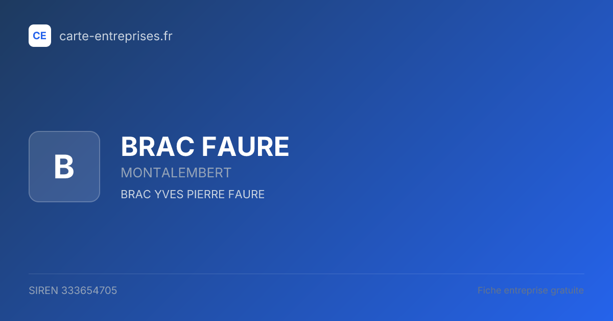 BRAC FAURE — 333654705 — fiche entreprise