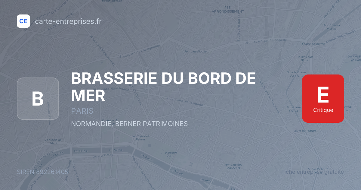 BRASSERIE DU BORD DE MER — 892261405 — fiche entreprise