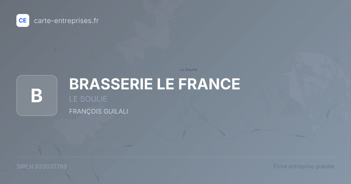 BRASSERIE LE FRANCE — 920037769 — fiche entreprise