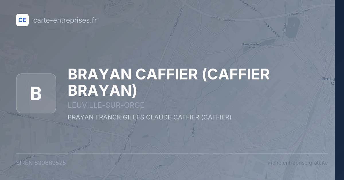 BRAYAN CAFFIER (CAFFIER BRAYAN) — 830869525 — fiche entreprise