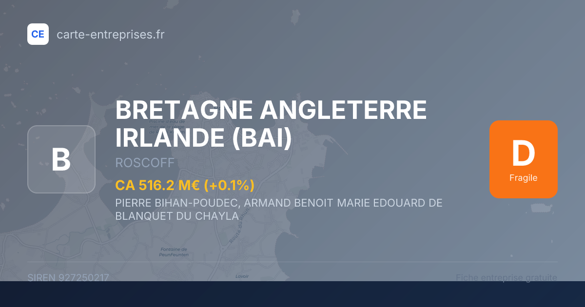 BRETAGNE ANGLETERRE IRLANDE (BAI) — 927250217 — fiche entreprise