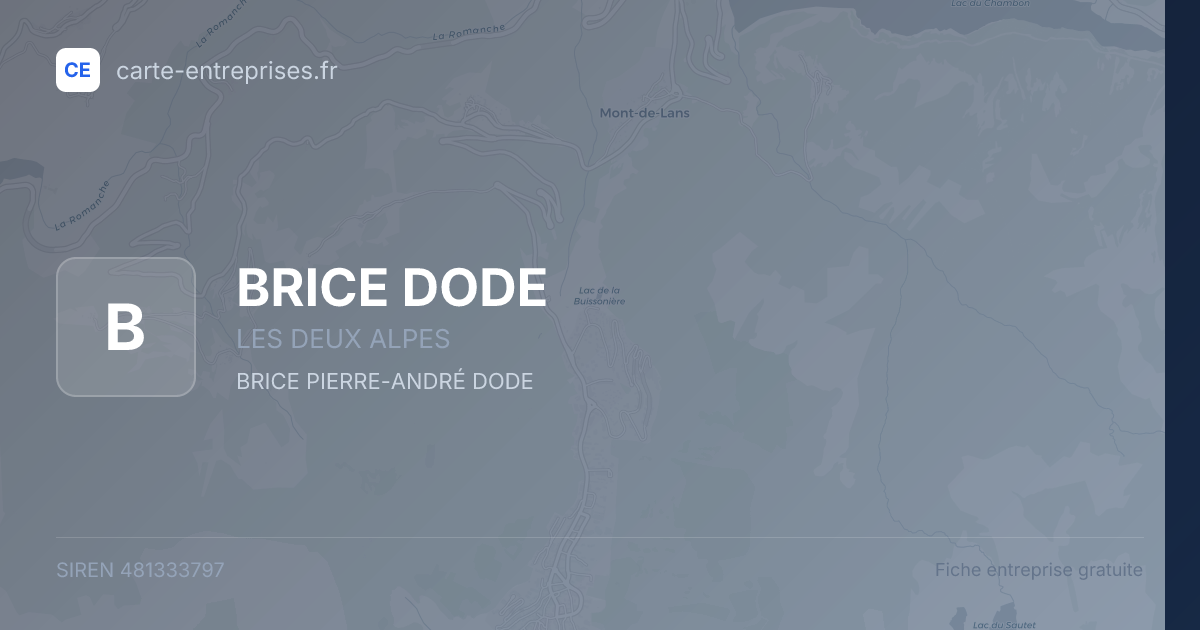 BRICE DODE — 481333797 — fiche entreprise