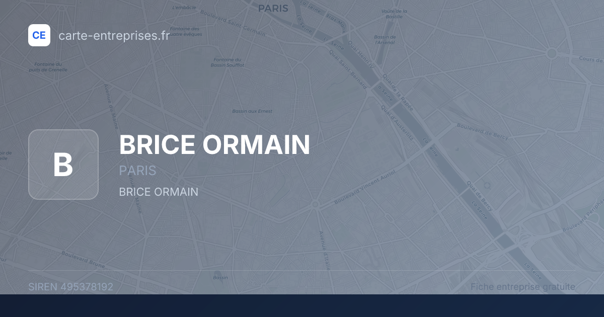BRICE ORMAIN — 495378192 — fiche entreprise