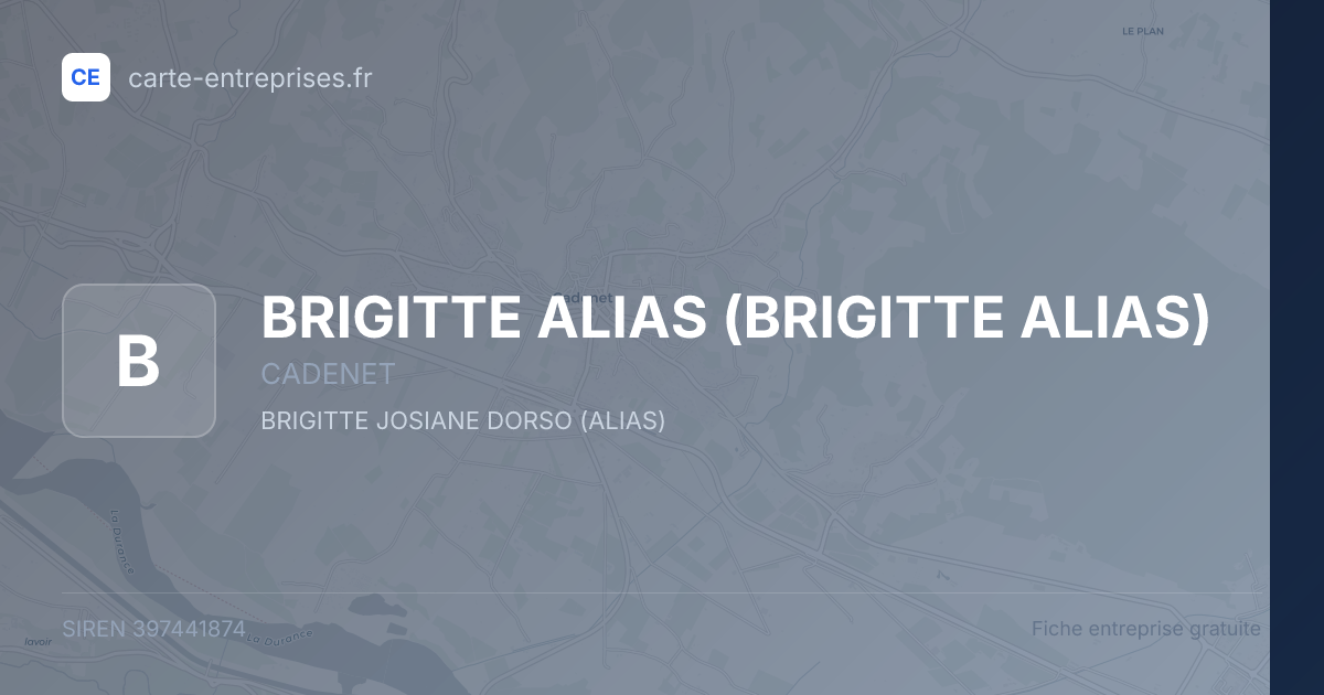 BRIGITTE ALIAS — 397441874 — fiche entreprise