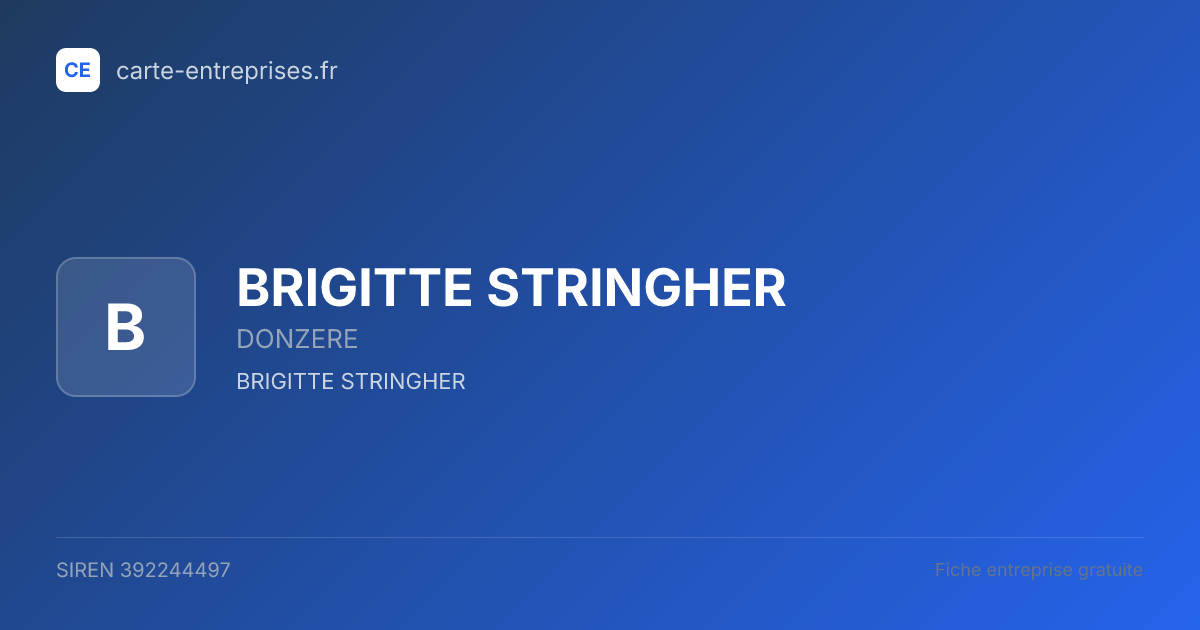 BRIGITTE STRINGHER — 392244497 — fiche entreprise