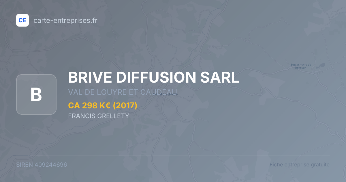 BRIVE DIFFUSION SARL — 409244696 — fiche entreprise