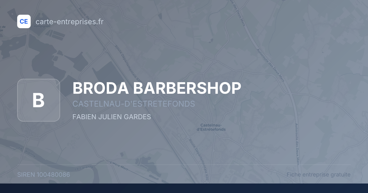 BRODA BARBERSHOP — 100480086 — fiche entreprise