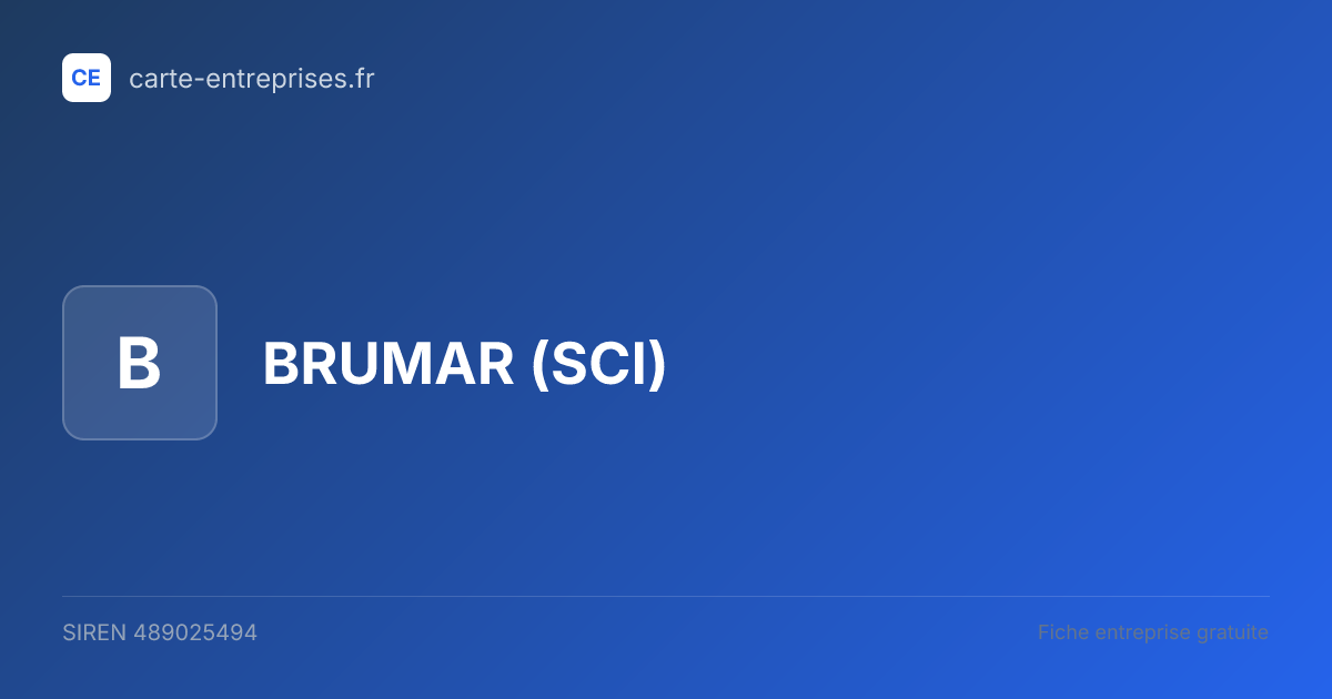 BRUMAR (SCI) — 489025494 — fiche entreprise
