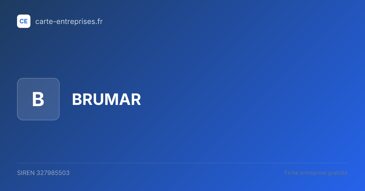 BRUMAR — 327985503 — fiche entreprise