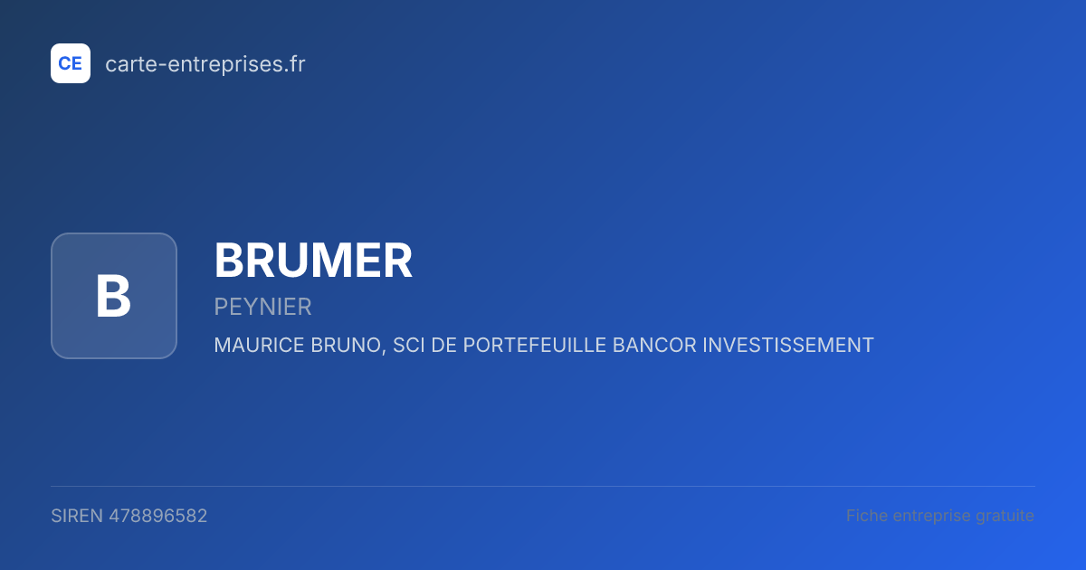 BRUMER — 478896582 — fiche entreprise