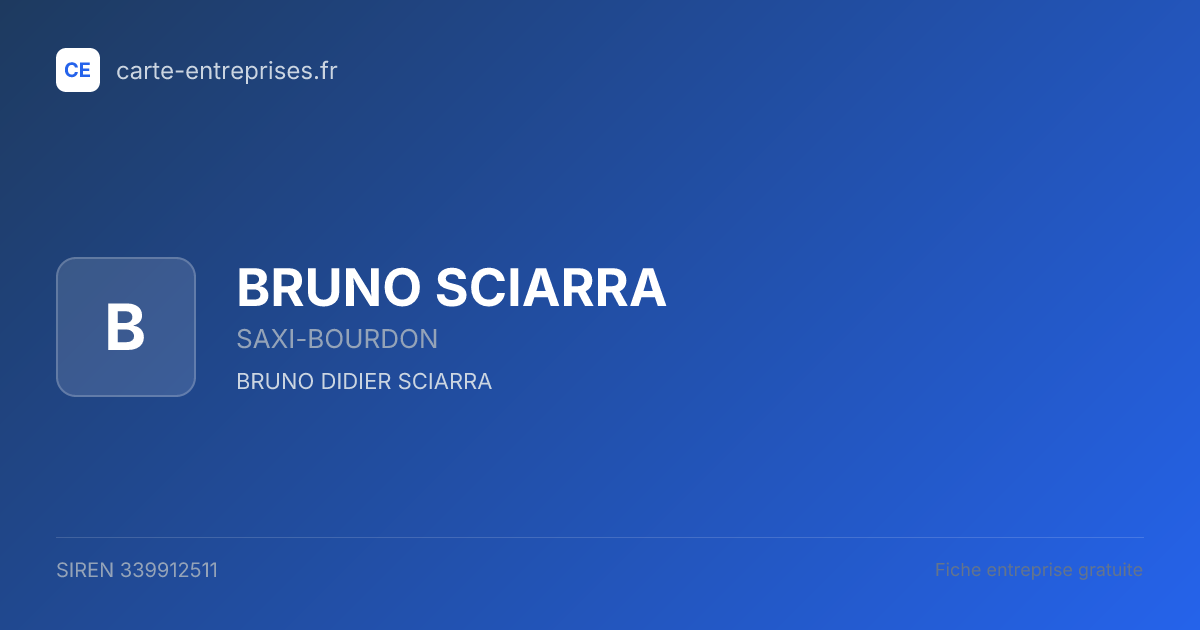 BRUNO SCIARRA — 339912511 — fiche entreprise