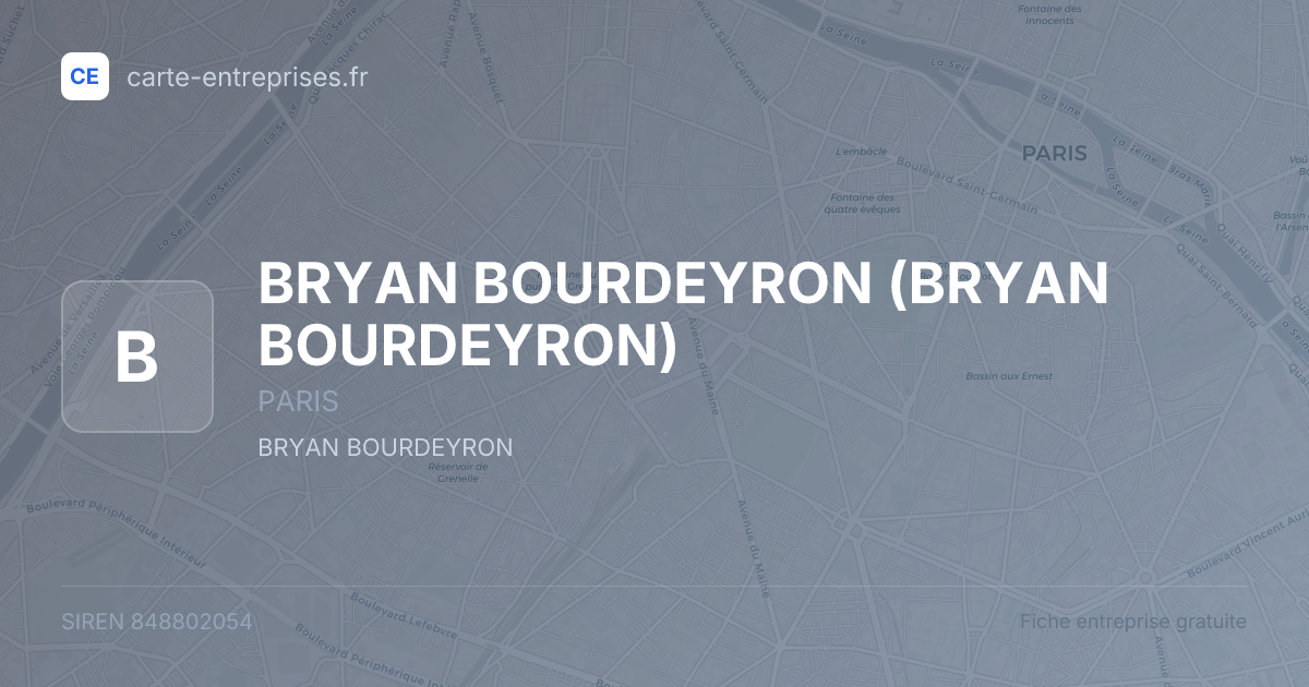 BRYAN BOURDEYRON — 848802054 — fiche entreprise