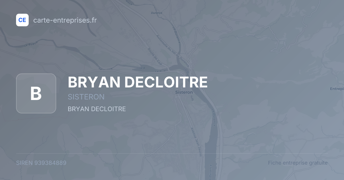 BRYAN DECLOITRE — 939384889 — fiche entreprise