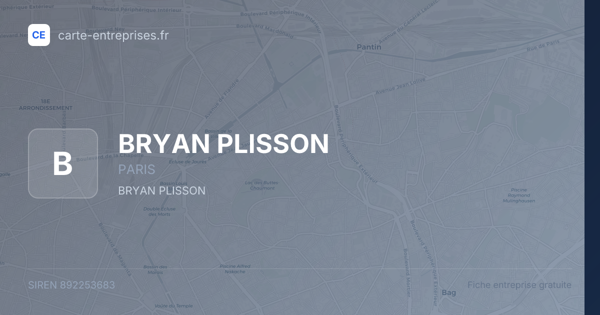 BRYAN PLISSON — 892253683 — fiche entreprise