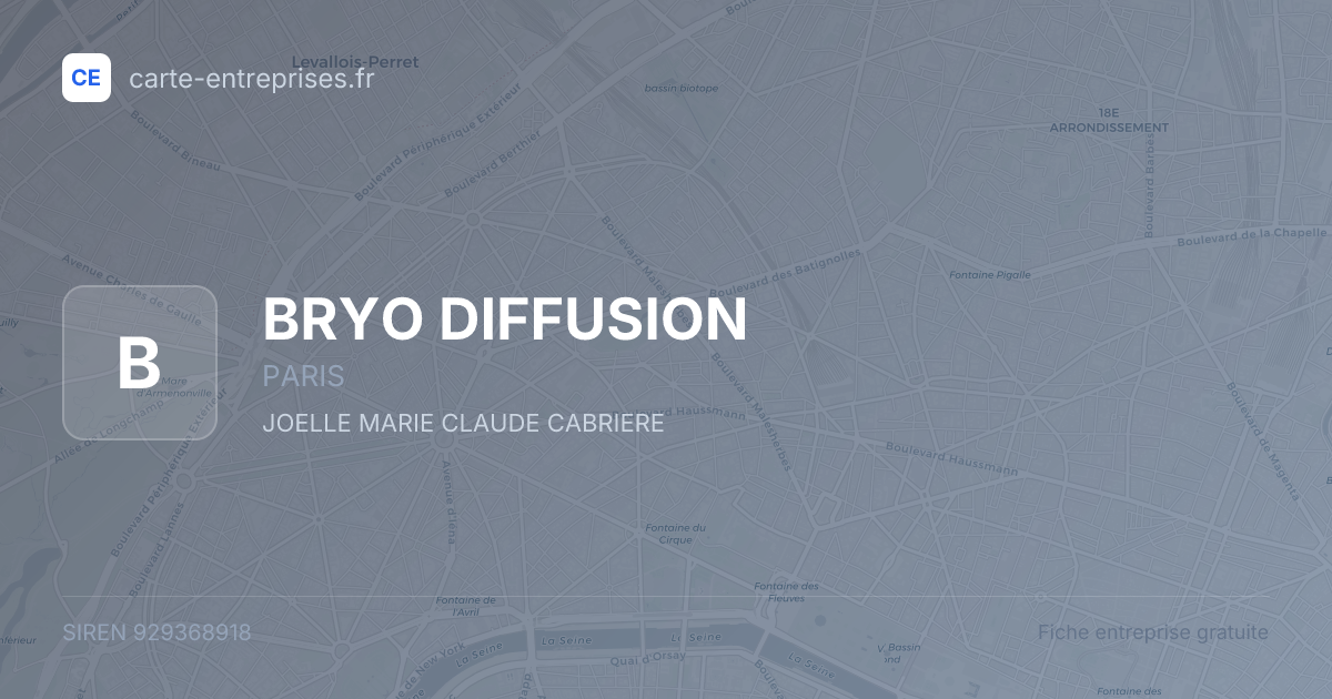 BRYO DIFFUSION — 929368918 — fiche entreprise