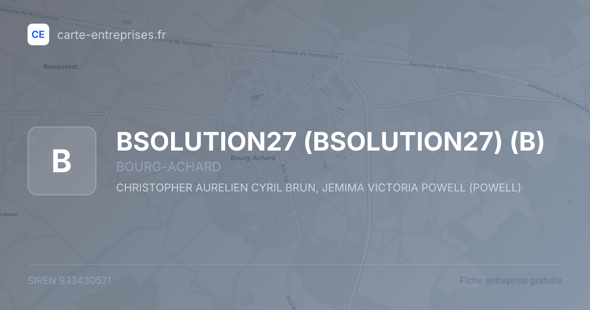 BSOLUTION27 (BSOLUTION27) (B) — 933430571 — fiche entreprise