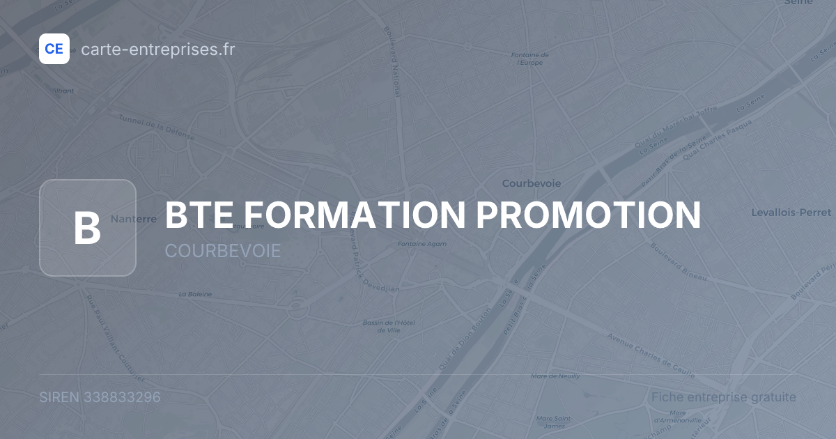 BTE FORMATION PROMOTION — 338833296 — fiche entreprise