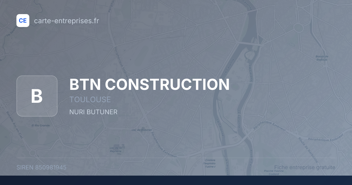 BTN CONSTRUCTION — 850981945 — fiche entreprise