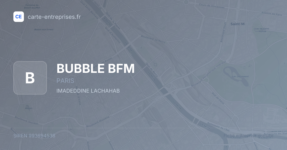 BUBBLE BFM — 993694538 — fiche entreprise
