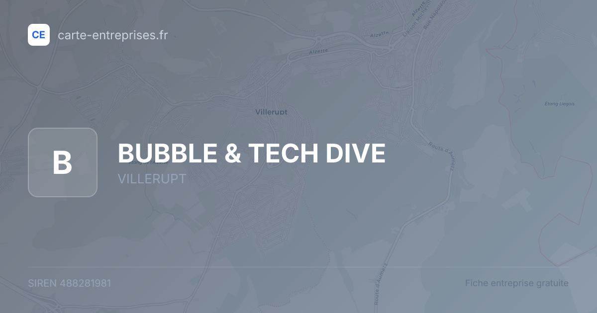BUBBLE & TECH DIVE — 488281981 — fiche entreprise