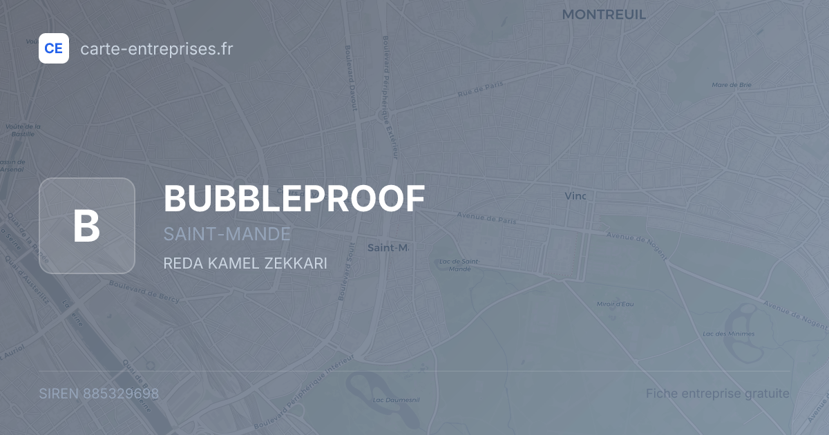 BUBBLEPROOF — 885329698 — fiche entreprise