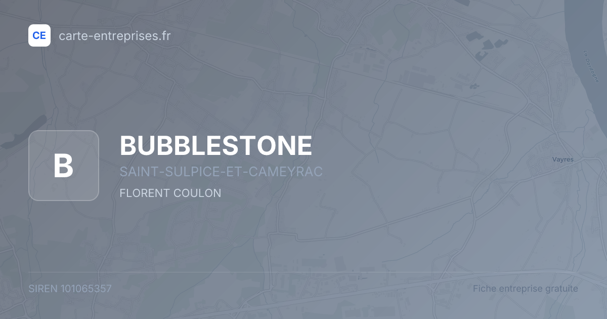 BUBBLESTONE — 101065357 — fiche entreprise