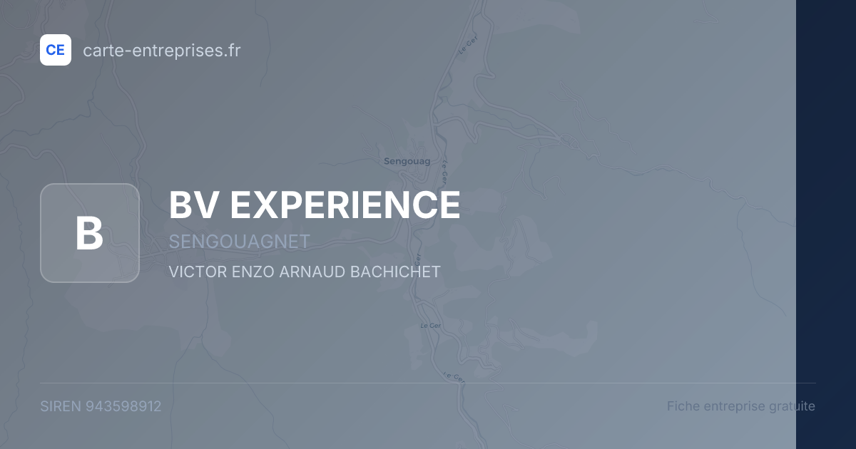 BV EXPERIENCE — 943598912 — fiche entreprise