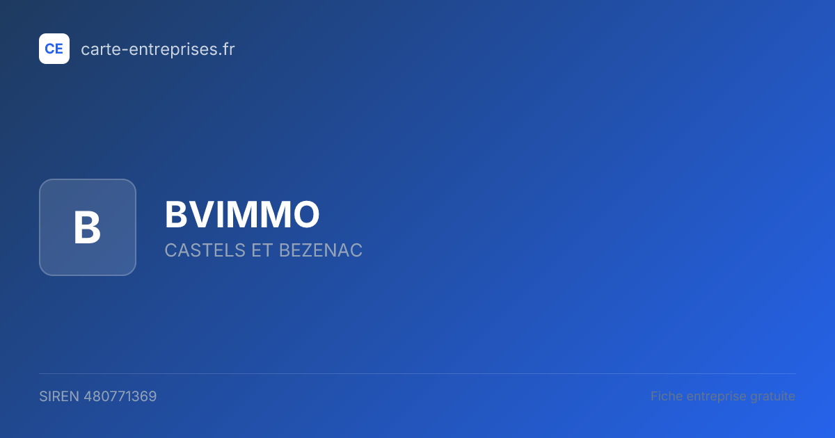 BVIMMO — 480771369 — fiche entreprise
