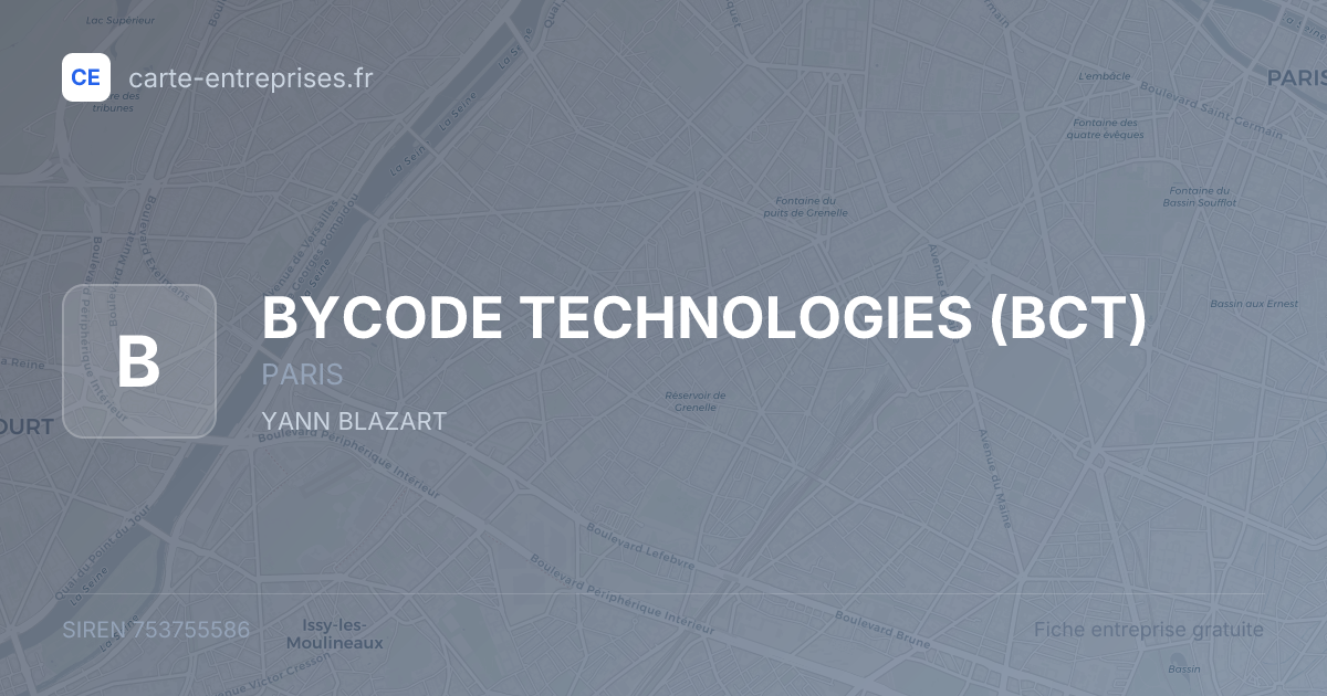 BYCODE TECHNOLOGIES (BCT) — 753755586 — fiche entreprise