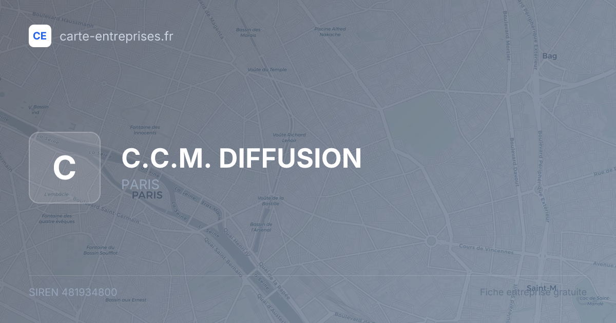 C.C.M. DIFFUSION — 481934800 — fiche entreprise
