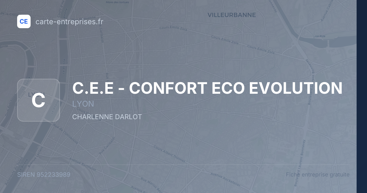 C.E.E - CONFORT ECO EVOLUTION — 952233989 — fiche entreprise