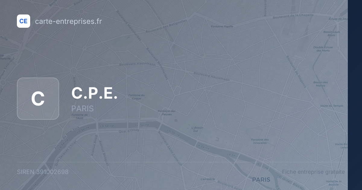 C.P.E. — 391002698 — fiche entreprise