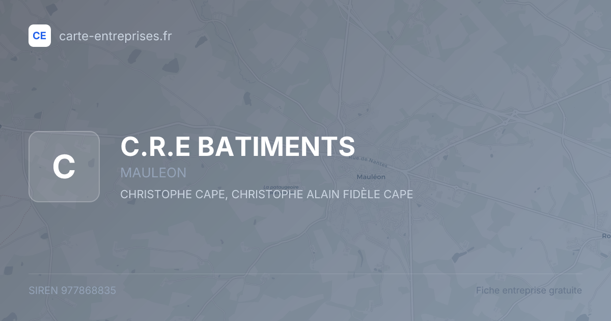 C.R.E BATIMENTS — 977868835 — fiche entreprise