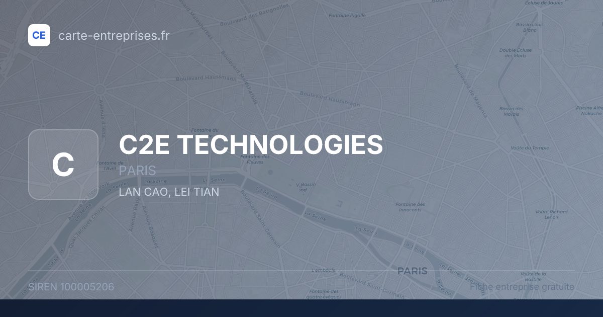 C2E TECHNOLOGIES — 100005206 — fiche entreprise