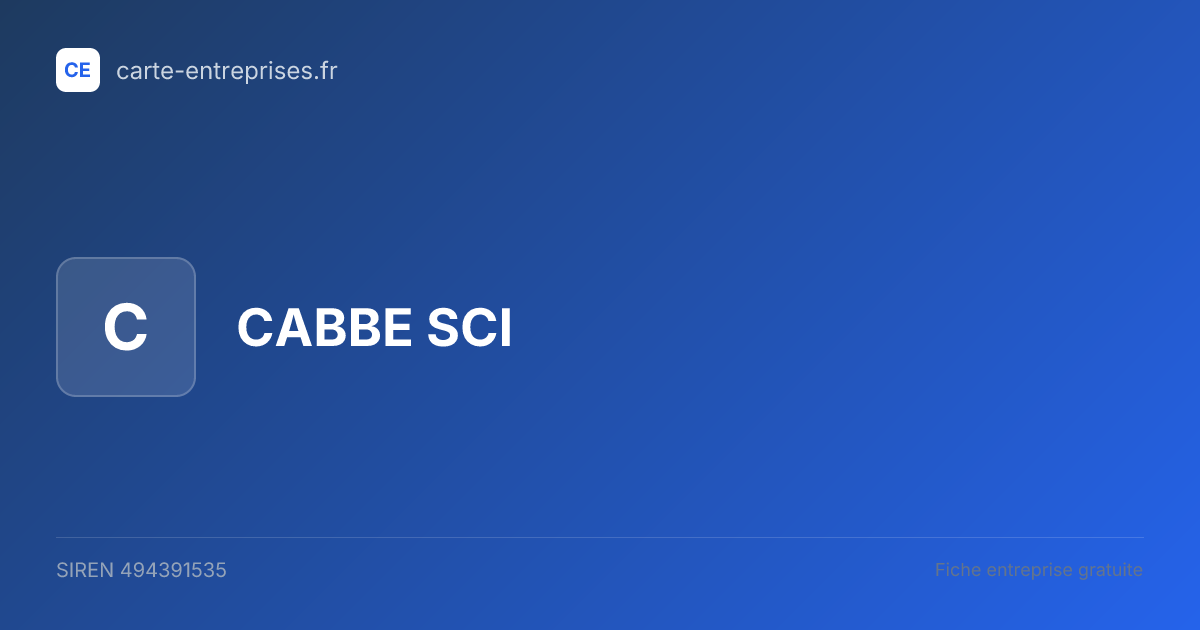CABBE SCI — 494391535 — fiche entreprise