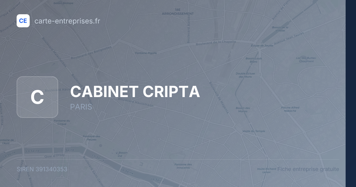 CABINET CRIPTA — 391340353 — fiche entreprise
