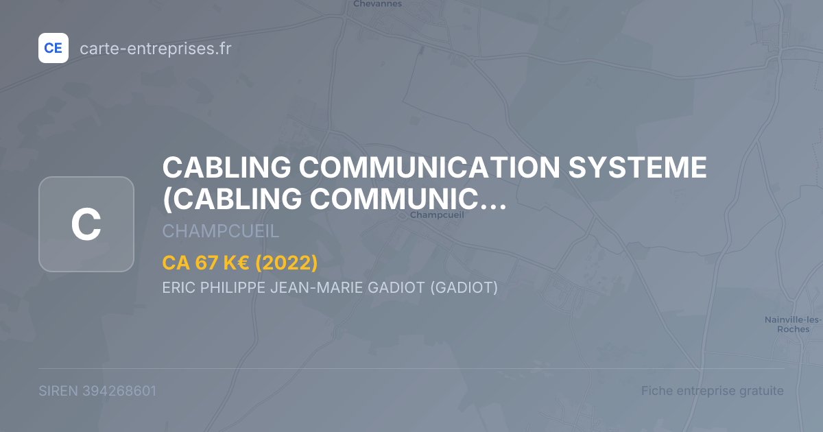 CABLING COMMUNICATION SYSTEME (CABLING COMMUNICATION SYSTEME) (CCS) — 394268601 — fiche entreprise