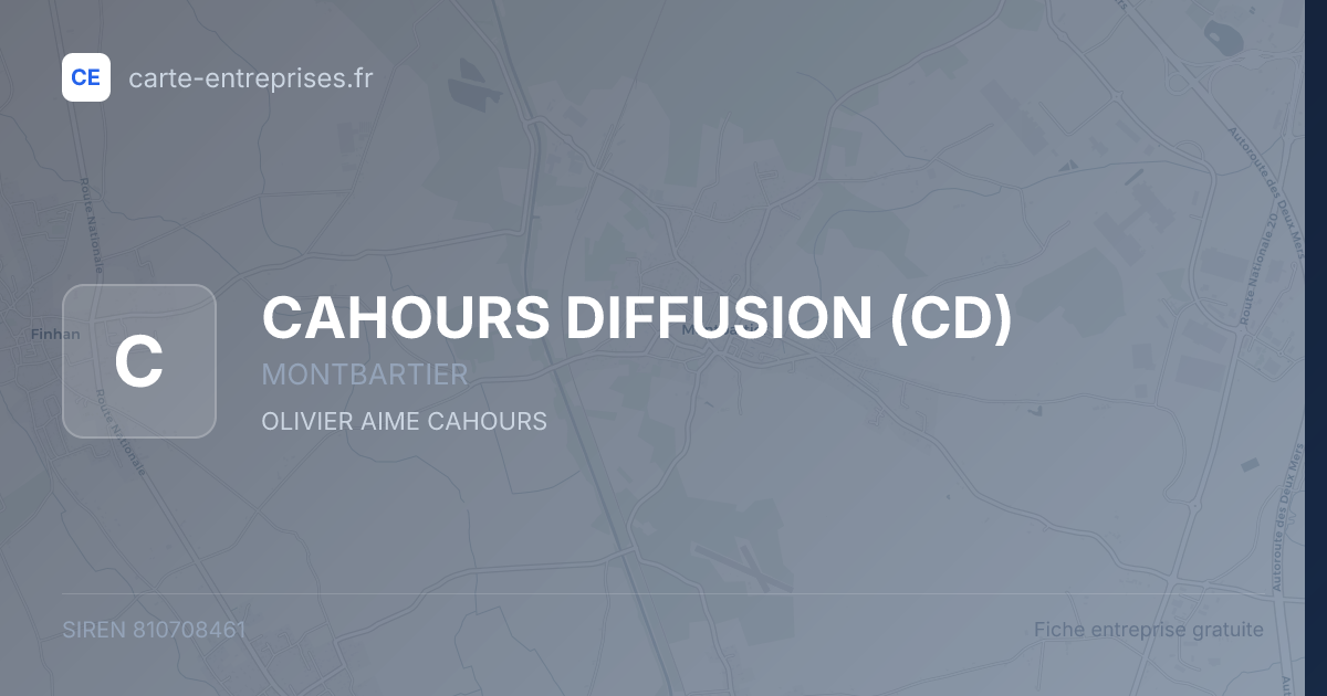 CAHOURS DIFFUSION (CD) — 810708461 — fiche entreprise