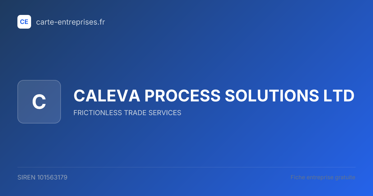 CALEVA PROCESS SOLUTIONS LTD — 101563179 — fiche entreprise