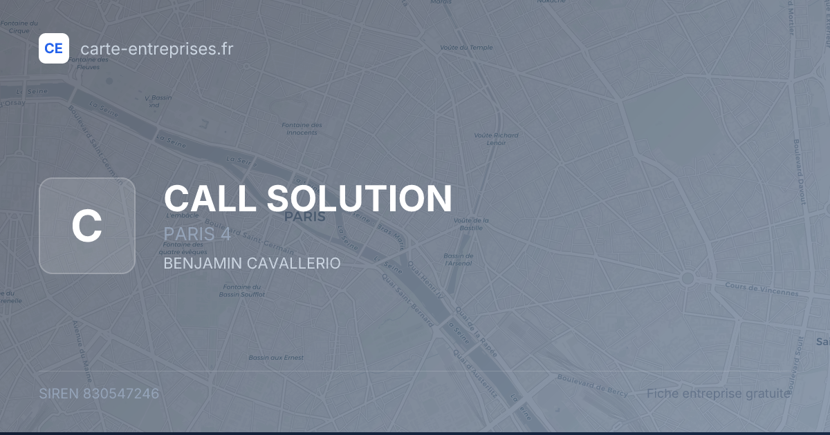 CALL SOLUTION — 830547246 — fiche entreprise