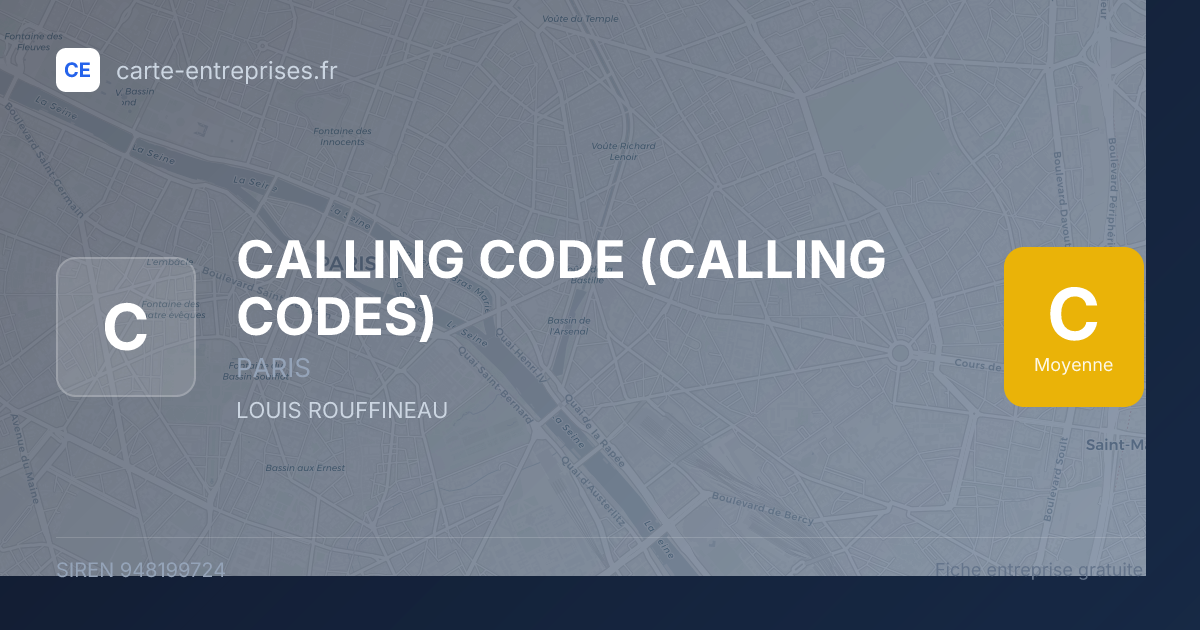 CALLING CODE (CALLING CODES) — 948199724 — fiche entreprise