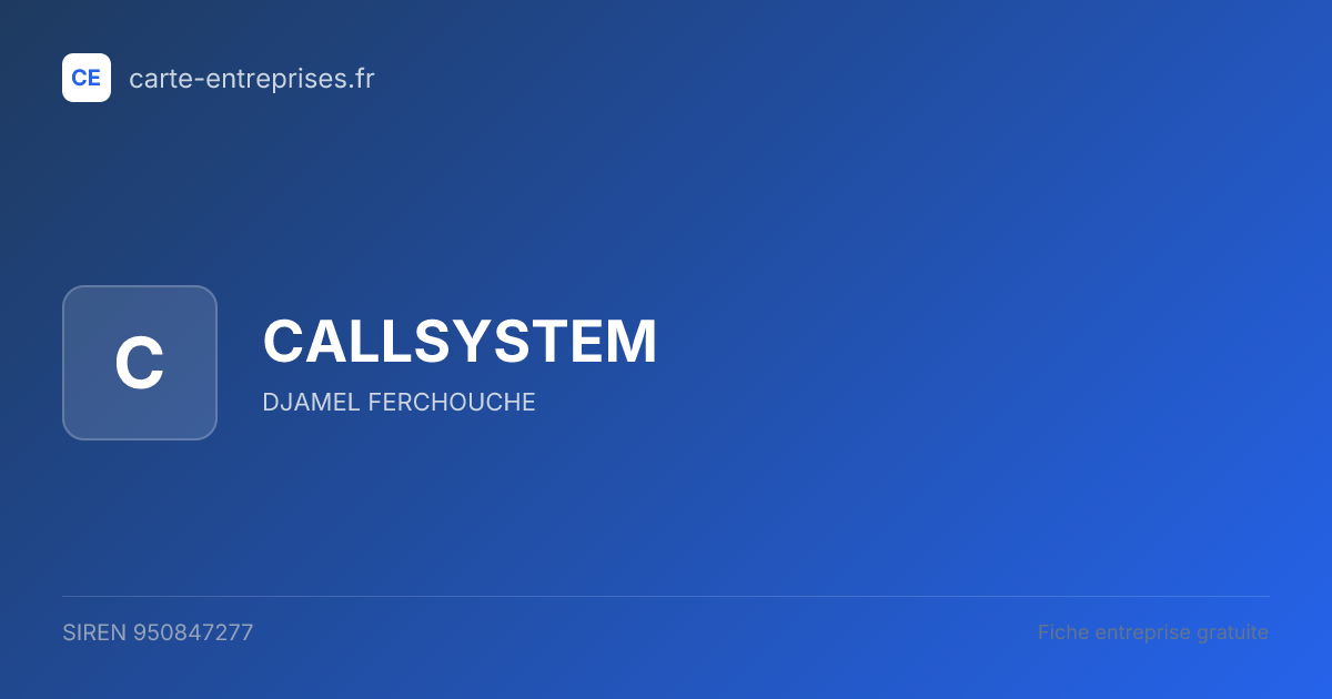 CALLSYSTEM — 950847277 — fiche entreprise