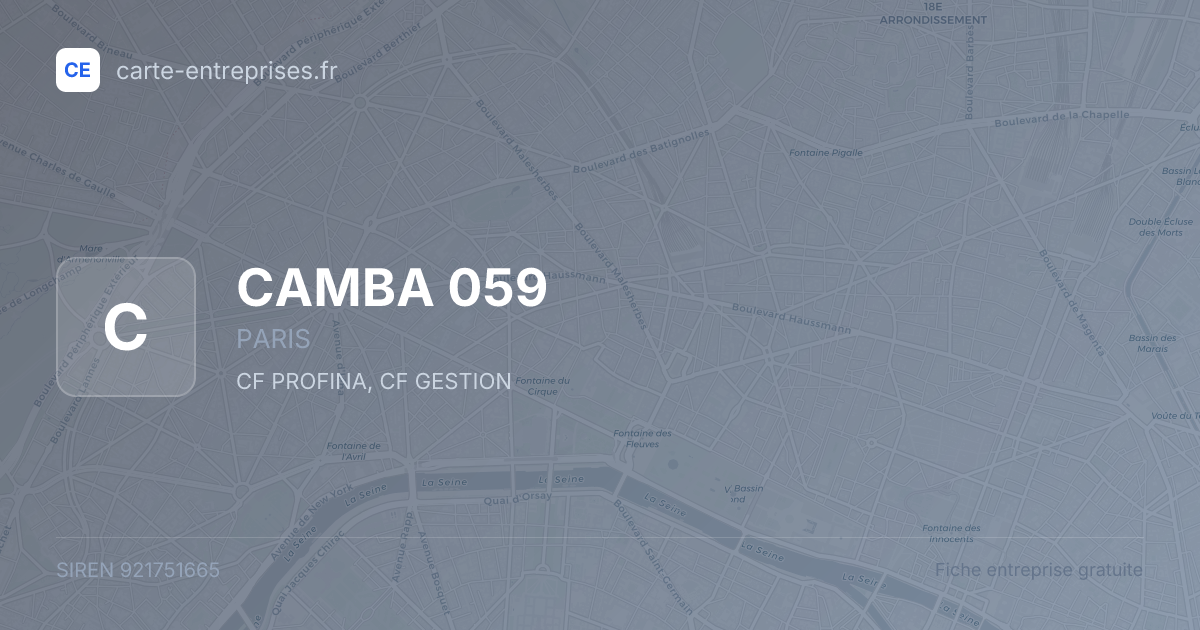CAMBA 059 — 921751665 — fiche entreprise