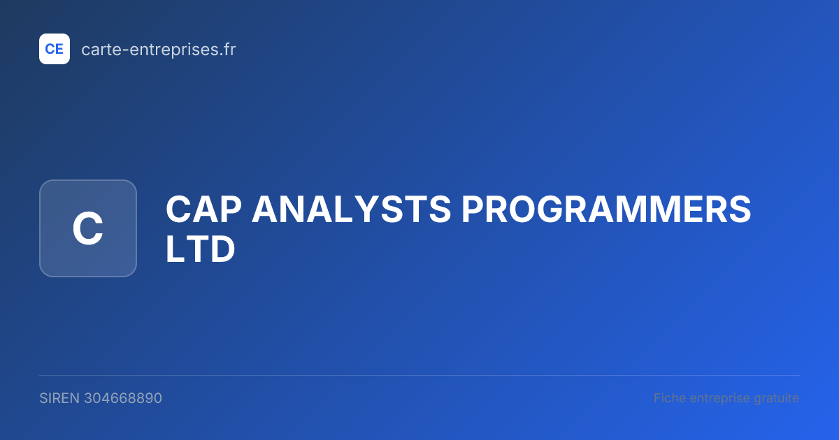 CAP ANALYSTS PROGRAMMERS LTD — 304668890 — fiche entreprise