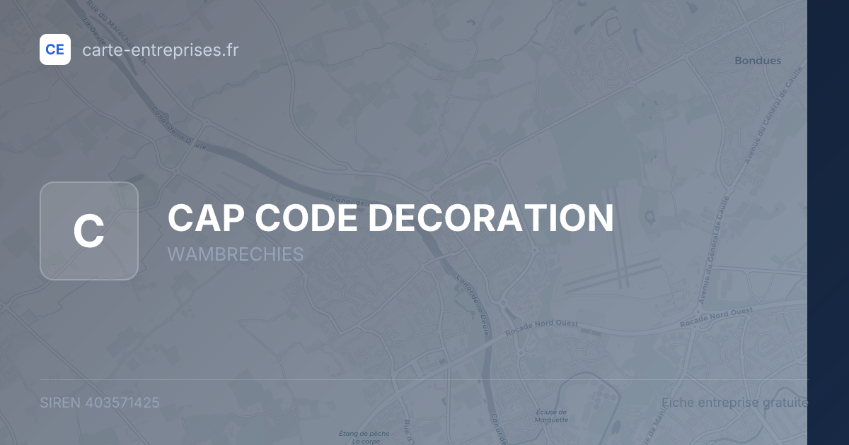 CAP CODE DECORATION — 403571425 — fiche entreprise