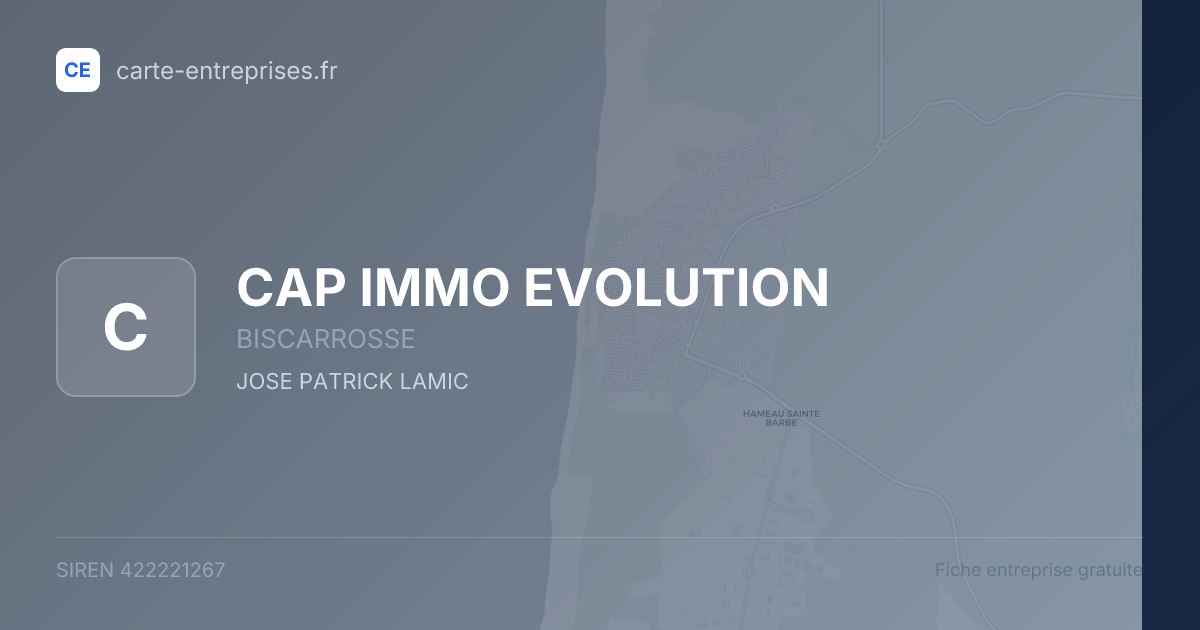 CAP IMMO EVOLUTION — 422221267 — fiche entreprise