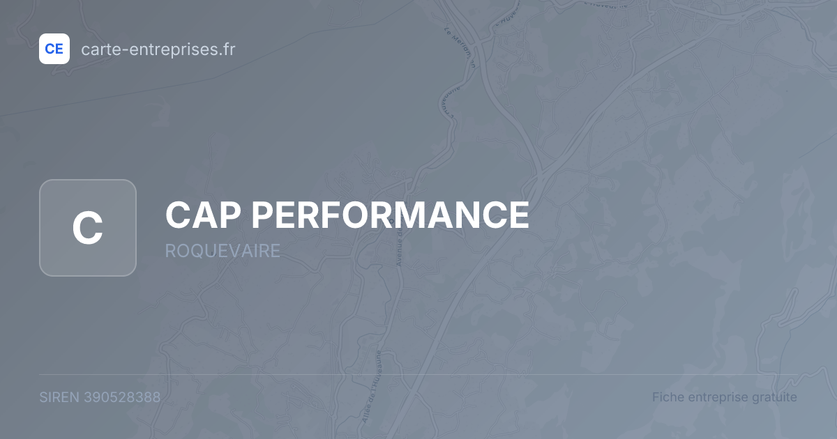 CAP PERFORMANCE — 390528388 — fiche entreprise