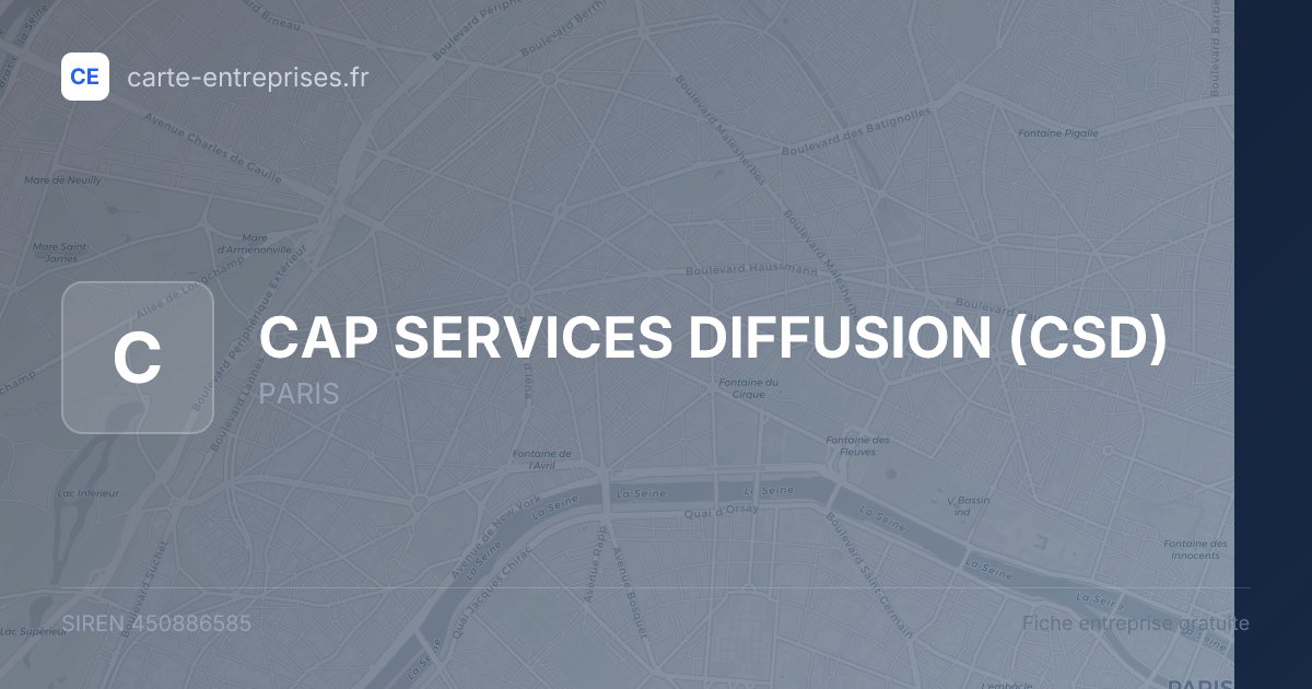 CAP SERVICES DIFFUSION (CSD) — 450886585 — fiche entreprise