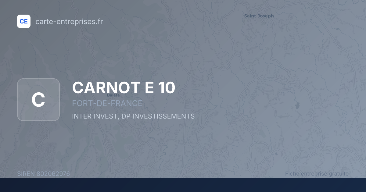 CARNOT E 10 — 802062976 — fiche entreprise